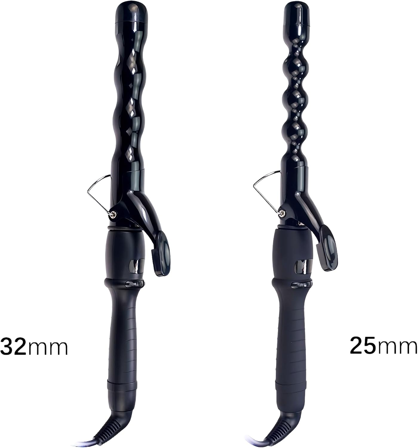 Bubble Curling Wand 1.25 inch 32mm Beach Wave Curler with LCD Display, Ceramic Crimping Iron for Long Hair