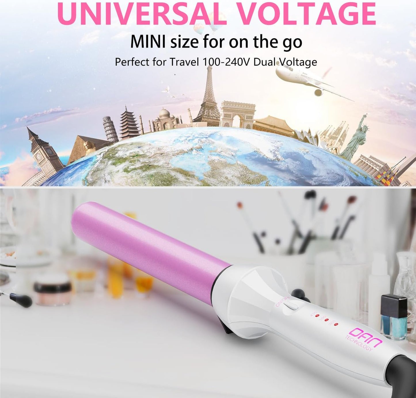 DAN Technology Curling Wand, 1 inch, Temperature Adjustable, Tourmaline Impregnated Ceramic Barrel, Dual Voltage, 60 min Shut Off, Curling Iron for Natural Curls and Long-lasting Hairstyles