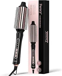 Thermal Brush 5 Adjustable Temps, 1.5 Inch Hot Curling Brush for Big Bouncy Curls, Non-Blowing Heated Round Brush, Ceramic Curling Wand for Medium & Long Hair, Dual Voltage for Travel