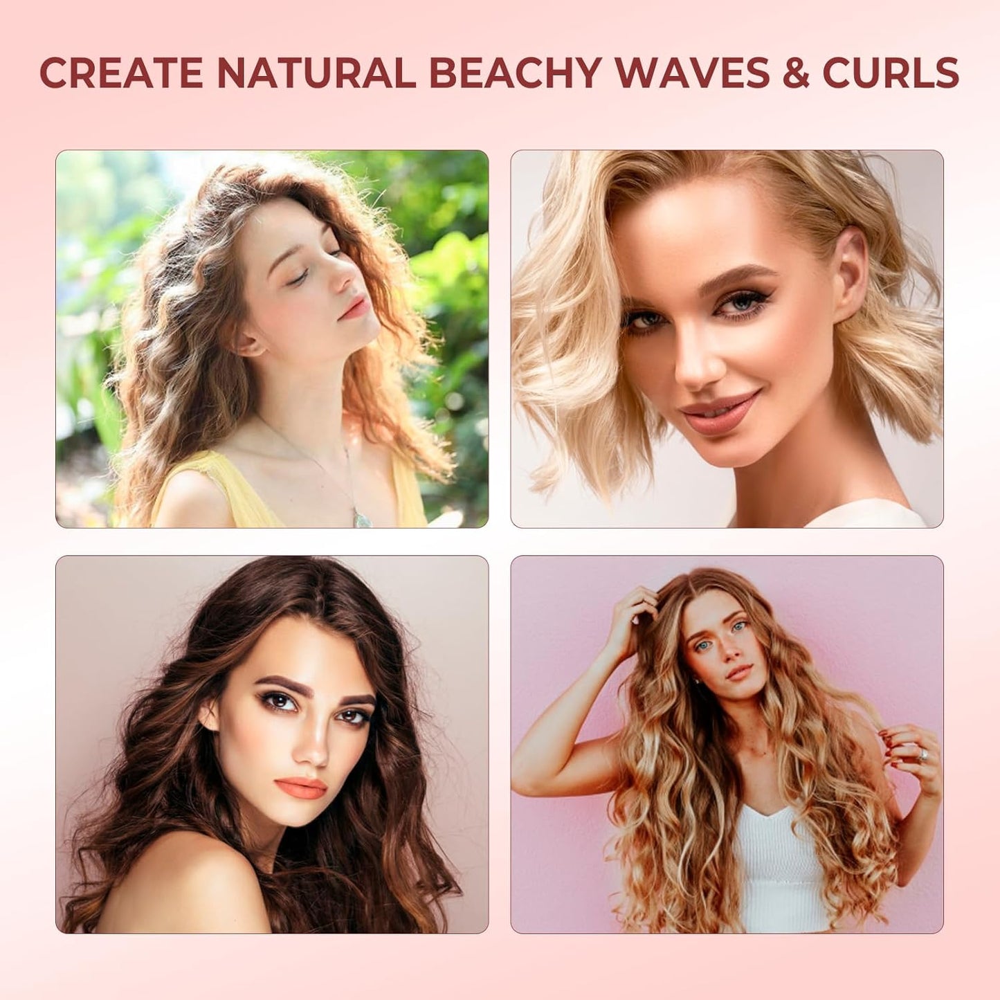 Curling Irons,1 Inch Hair Curling Wand,110V-240V Instant Heating Up to 410℉ Wand Curler,1 Inch Tapered Hair Curlers