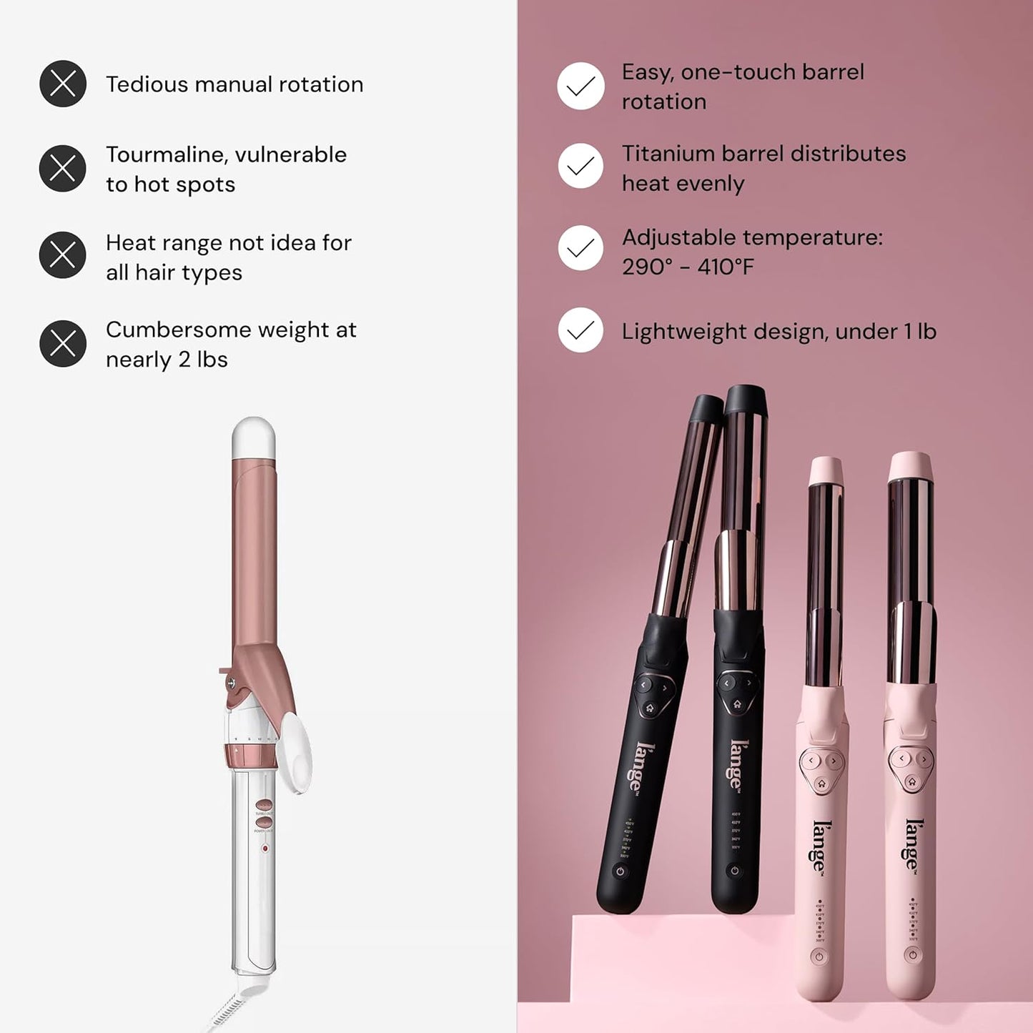 L'ANGE HAIR Le Pirouette 32MM Titanium Rotating Curling Iron Self-Rotating Curler | Curls and Waves for Beginners and Pros | Premium Titanium 1.25 Inch Barrel | Blush