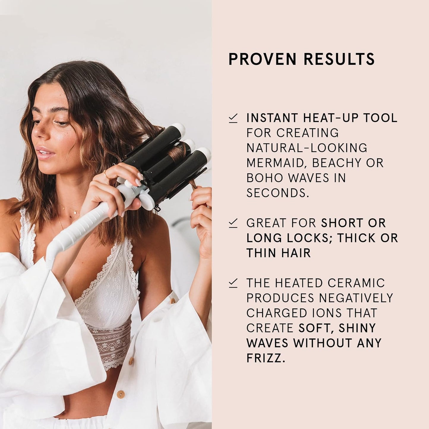 BONDIBOOST Wave Wand Hair Curling Iron Wand [32 mm], 1.25 Inch Ceramic Tourmaline Triple Extra Large Barrels + Long Lasting, Natural Looking Waves + Instant Heat Up for Fast Styling