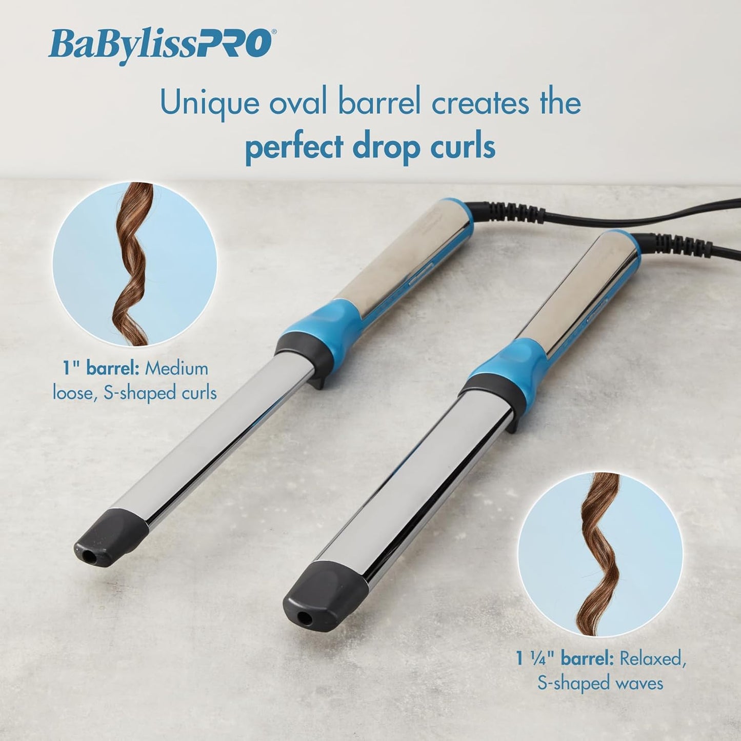 BaBylissPRO Nano Titanium Oval Barrel Curling Wand for All Hair Types