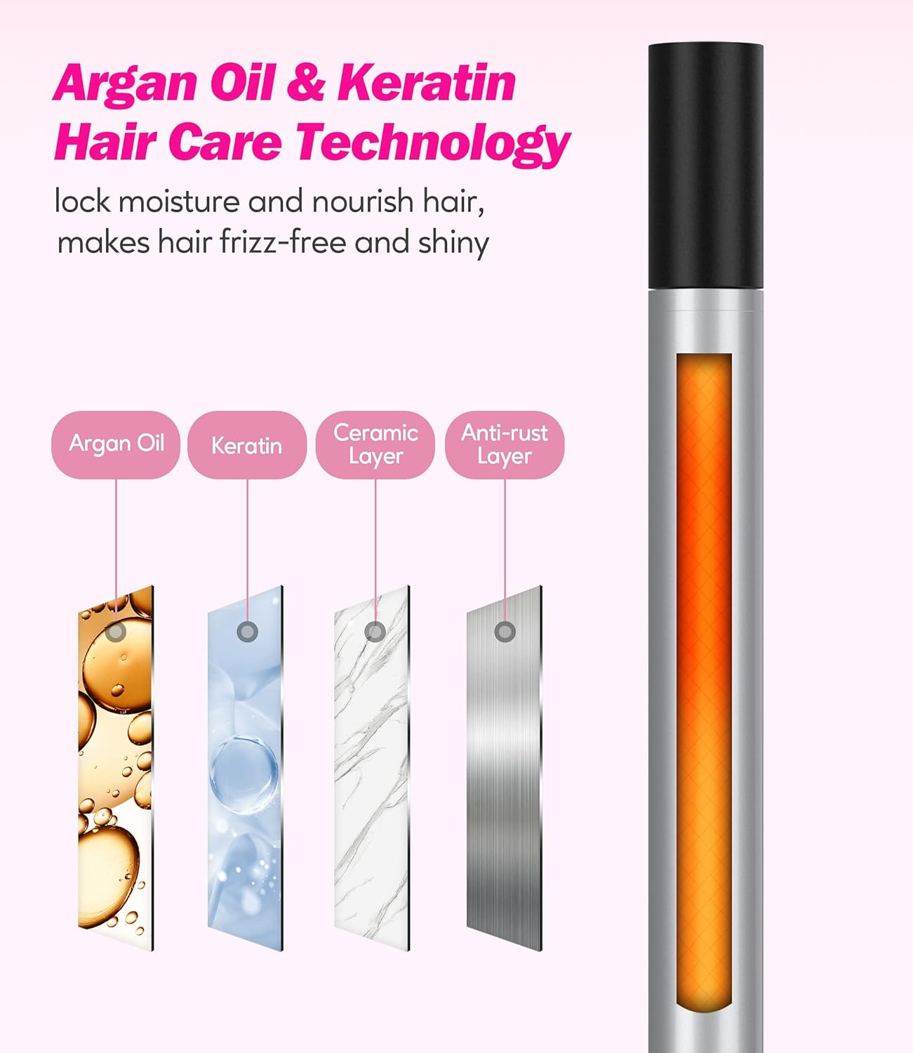Small Curling Wand, 3/8 Inch Curling Iron for Short & Long Hair, Ceramic Small Barrel Curling Iron with Argan Oil & Keratin Infused, 30s Fast Heat Up, 12 Adjustable Temperature, Glove Included