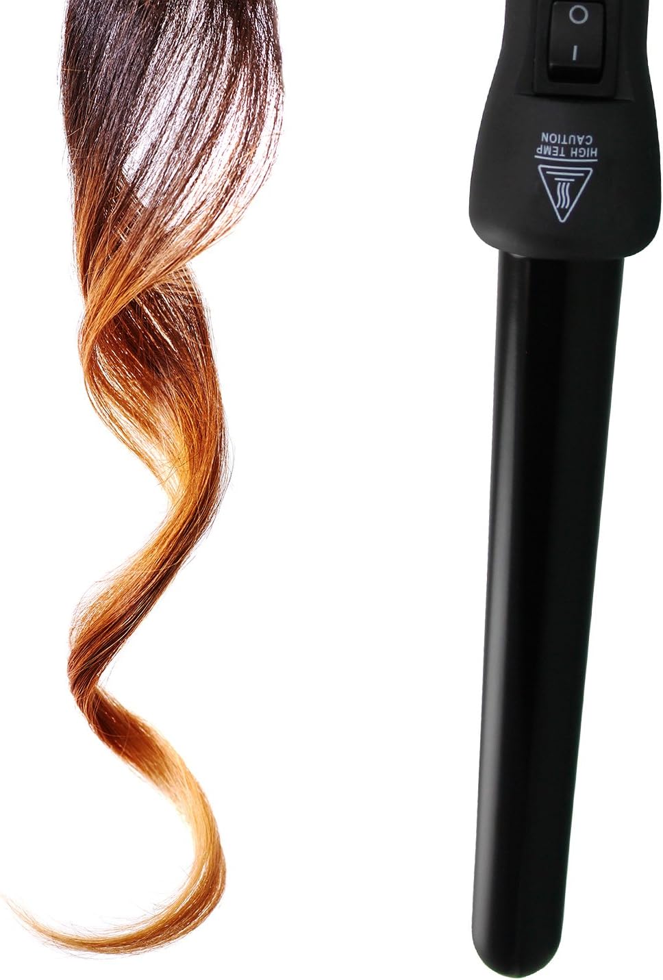 Herstyler Grande Ceramic Curling Wand - 1 inch Dual Voltage for Long and Short Hair - Negative Ions (Black)