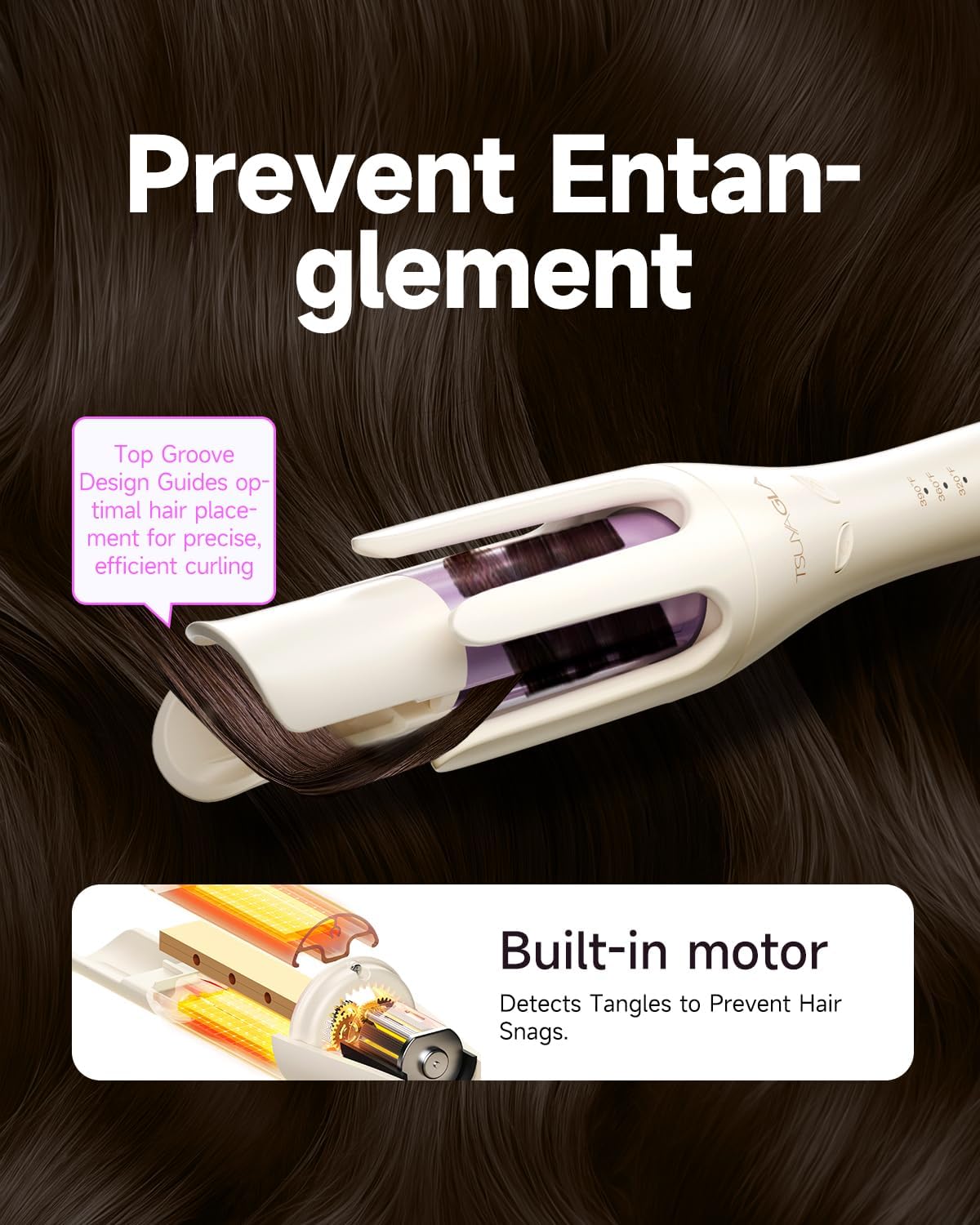 Automatic Hair Curler, 1 1/4 Inch Rotating Curling Iron with 3 Temp, 500 Million Ionic, 2-Way Rotation,10S Fast Heating, Anti-Scald, Anti-Tangle Rotating Curling Wand for Long Hair