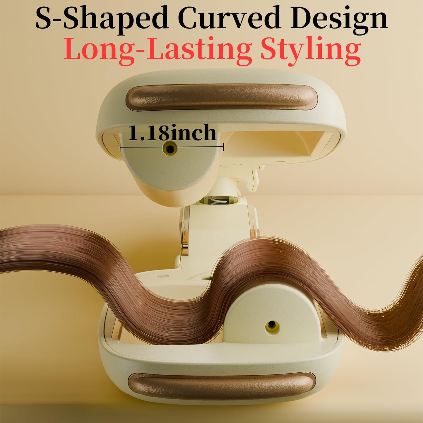 Waves Curling Wands - Curling Iron Hair Crimper Waver, Ionic Deep Waver Hair Curler Tool with Ceramic 3 Barrel for All Hair Types, Easy to Use, Long-Lasting Waves, Beige