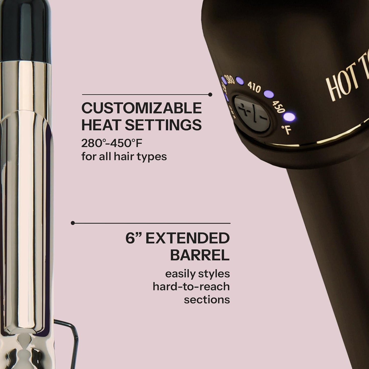 HOT TOOLS 24K Gold Extended Barrel Oval Tapered Curling Wand for Bouncy Curls | No Clamp for Quick and Easy Styling, Fan-Favorite 24K Gold Technology for Long-Lasting Results