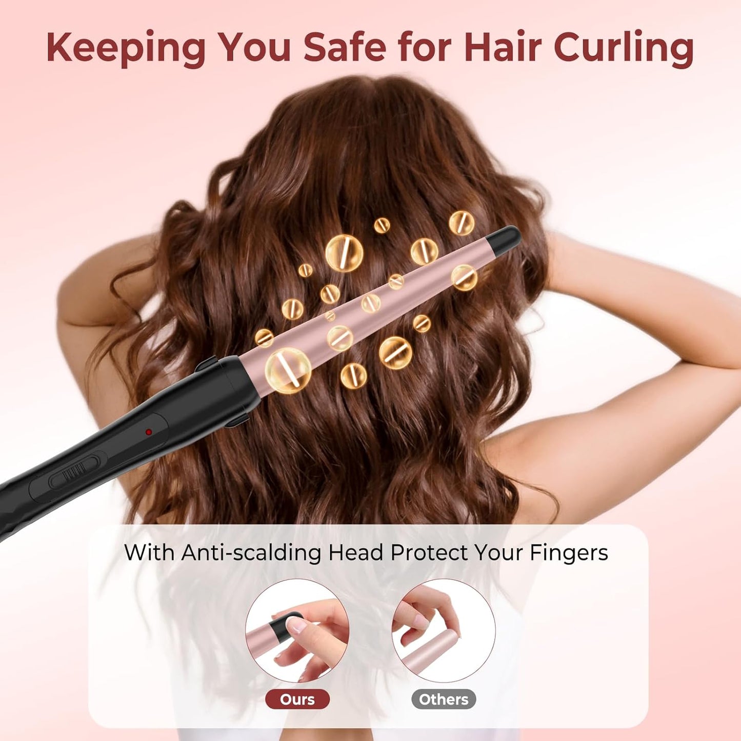 Curling Irons,1 Inch Hair Curling Wand,110V-240V Instant Heating Up to 410℉ Wand Curler,1 Inch Tapered Hair Curlers