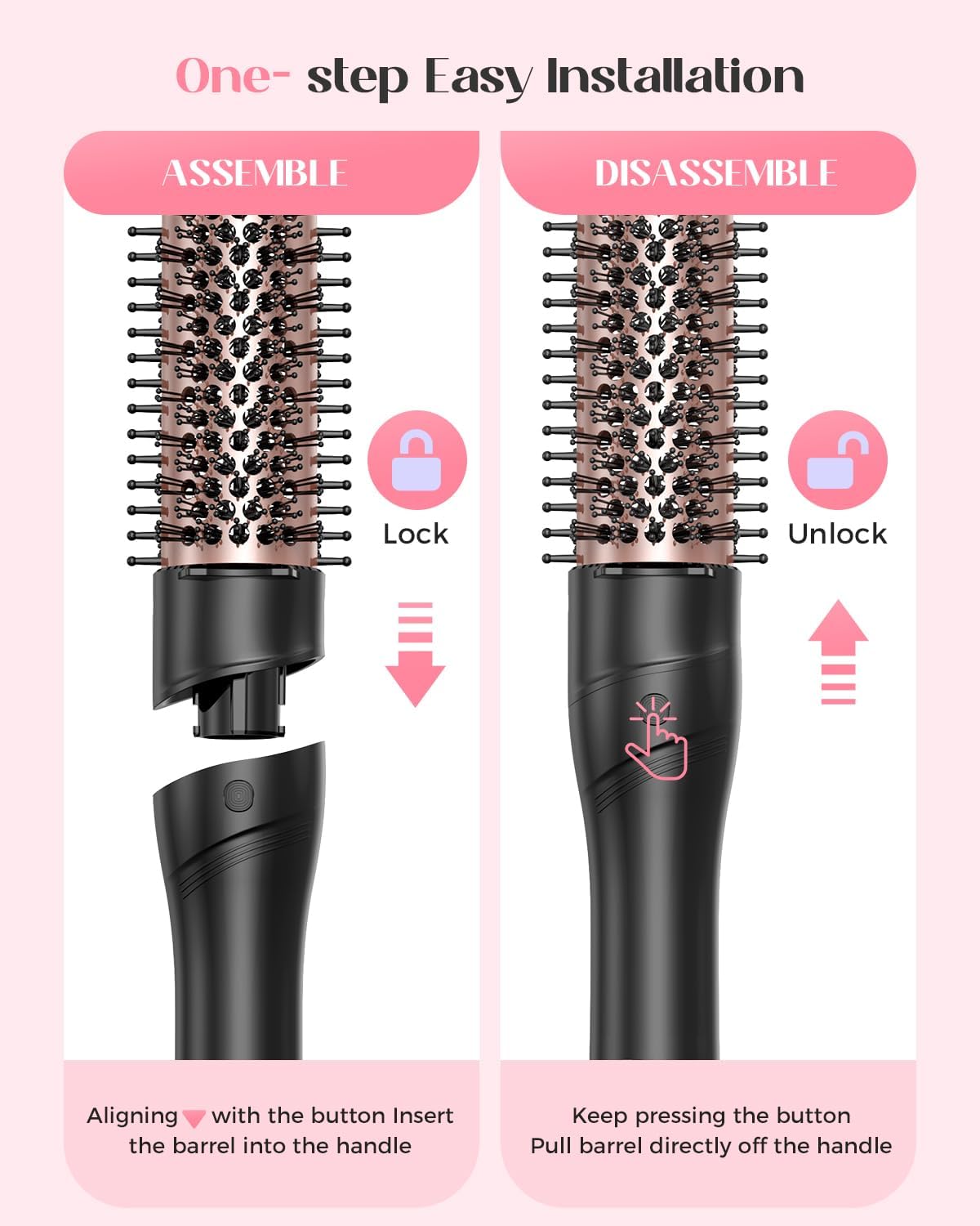 5 in 1 Curling Iron with Thermal Brush and 4 Interchangeable Ceramic Barrels(1/2 to 1 1/2 inch), Curling Wand Set with Flat Iron, Fast Heating, Dual Voltage Hair Curler, Gifts for Women