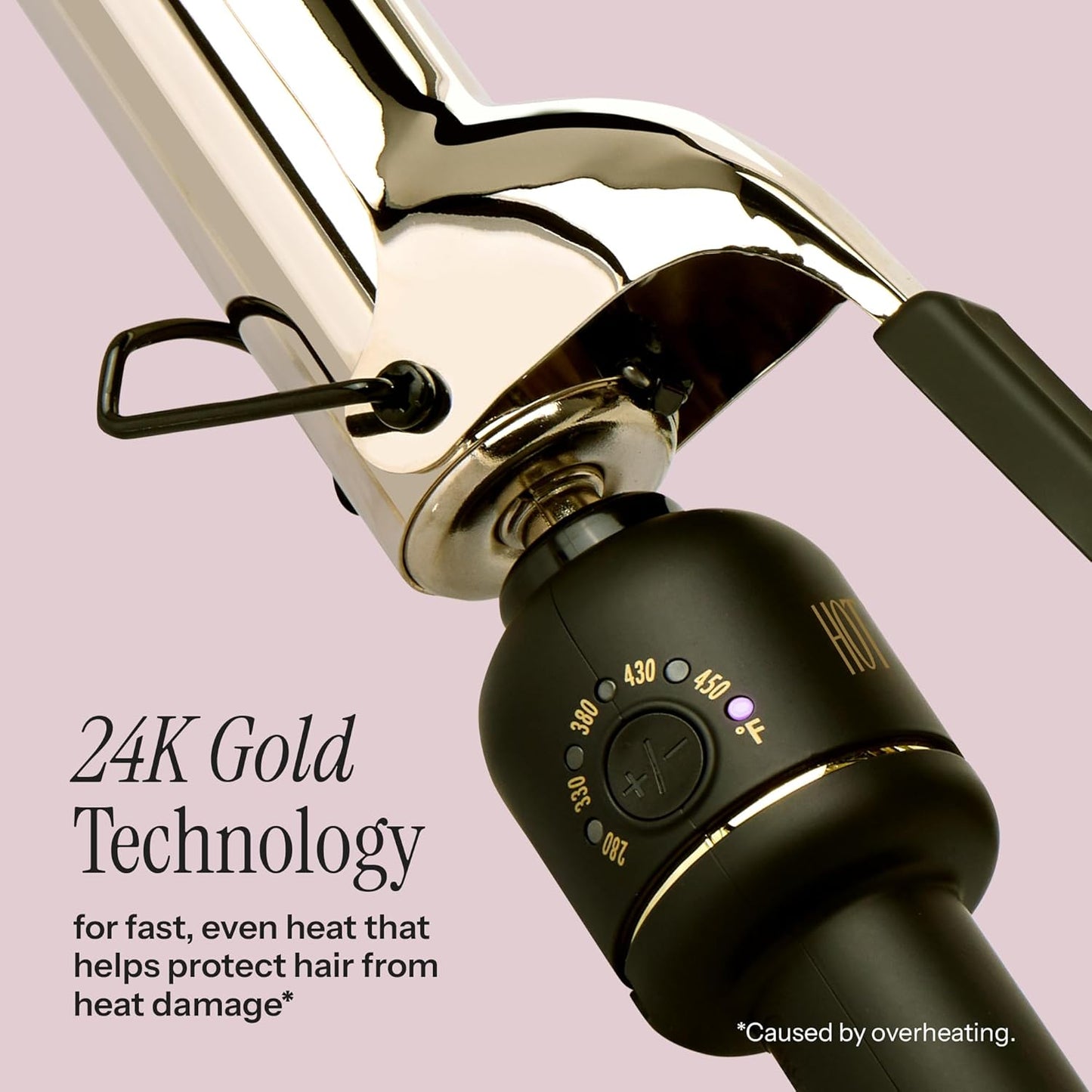 HOT TOOLS 24K Gold Extended Barrel Oval Tapered Curling Wand for Bouncy Curls | No Clamp for Quick and Easy Styling, Fan-Favorite 24K Gold Technology for Long-Lasting Results