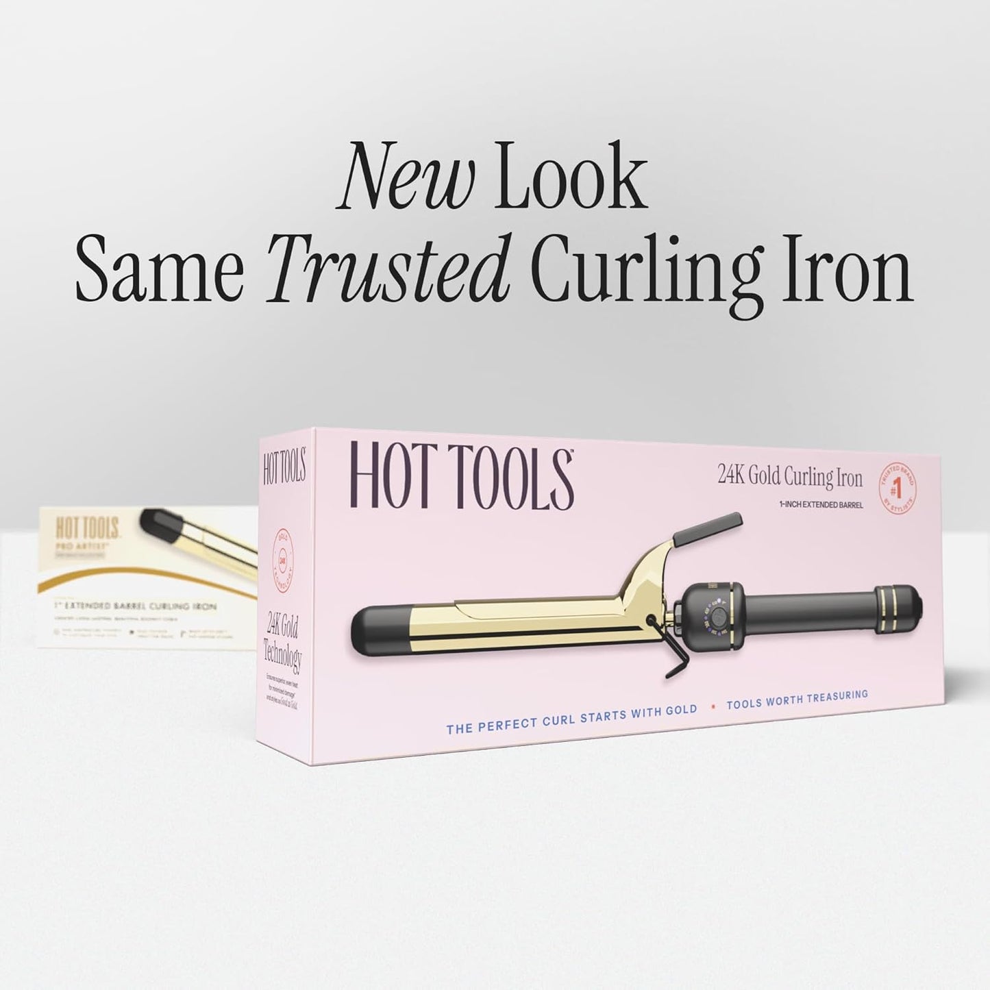 HOT TOOLS 24K Gold Extended Barrel Oval Tapered Curling Wand for Bouncy Curls | No Clamp for Quick and Easy Styling, Fan-Favorite 24K Gold Technology for Long-Lasting Results