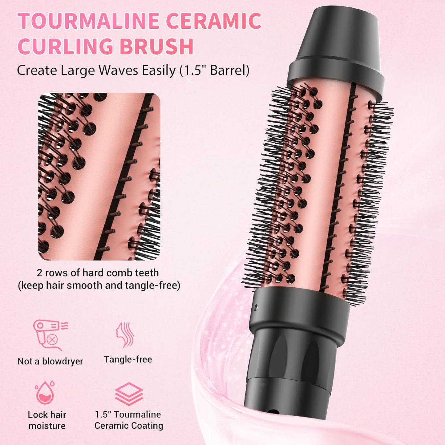 5 in 1 Curling Iron, Sixriver Hair Curling Wand Set with Curling Thermal Brush&4 Interchangeable Ceramic Curling Wand(0.4”-1.25”), Long Lasting Curls, Fast Heating Hair Wand Curler with Glove&2 Clips