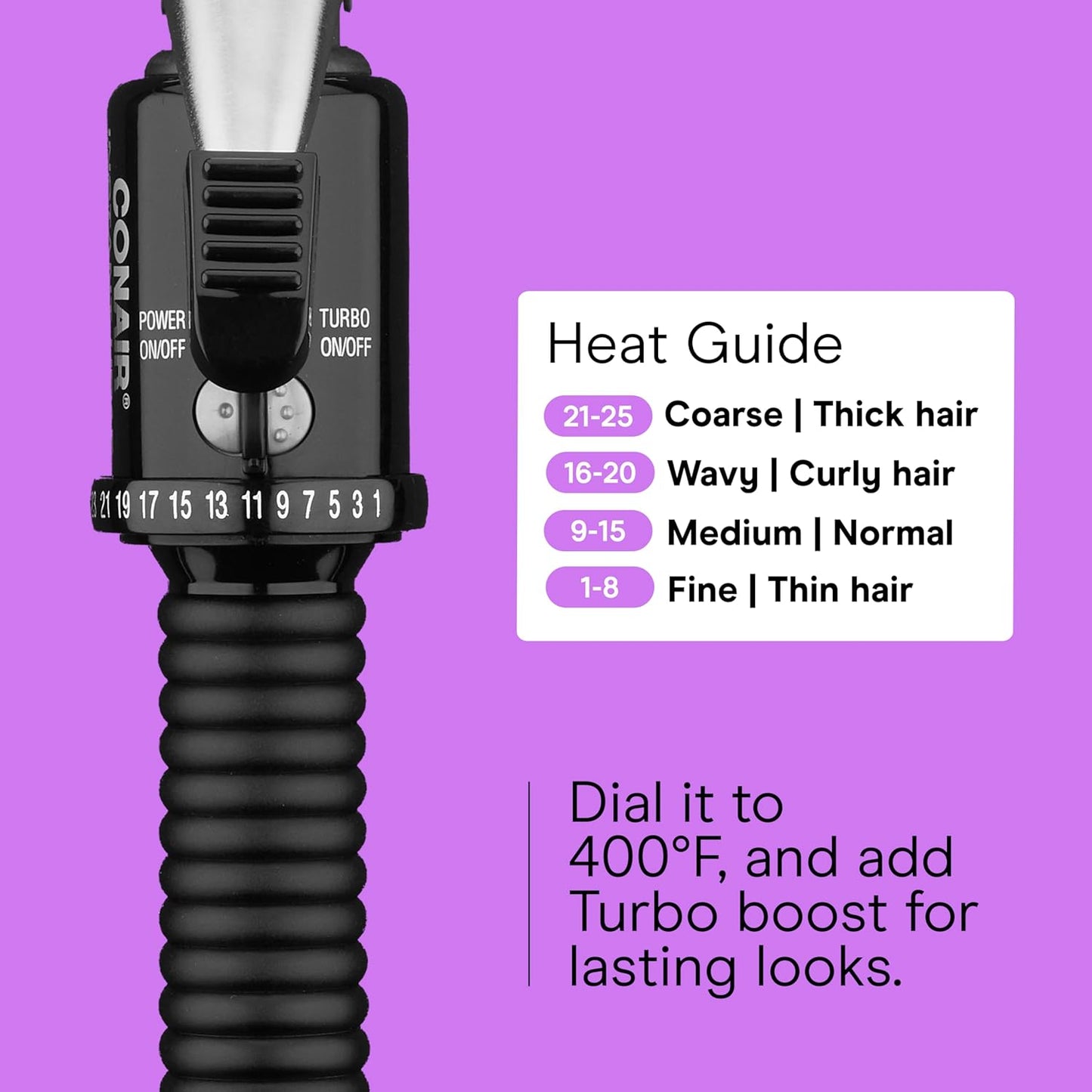 Conair Instant Heat 3/4-Inch Curling Iron, ¾-inch Barrel Produces Tight Curls, Hair Curler for Short to Medium Hair, 25 Heat Setting Hair Curling Iron, Black