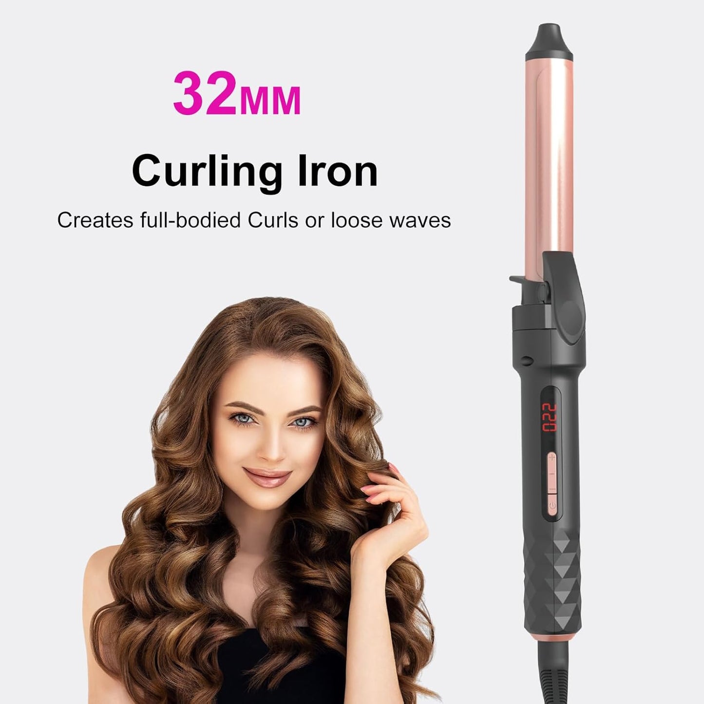 4 in1 Curling Iron,Curling Wand for Long Hair,Hair Crimper with Straightener and Curler Fuction,Wand Curling Iron with Heat Resistant Mat Glove