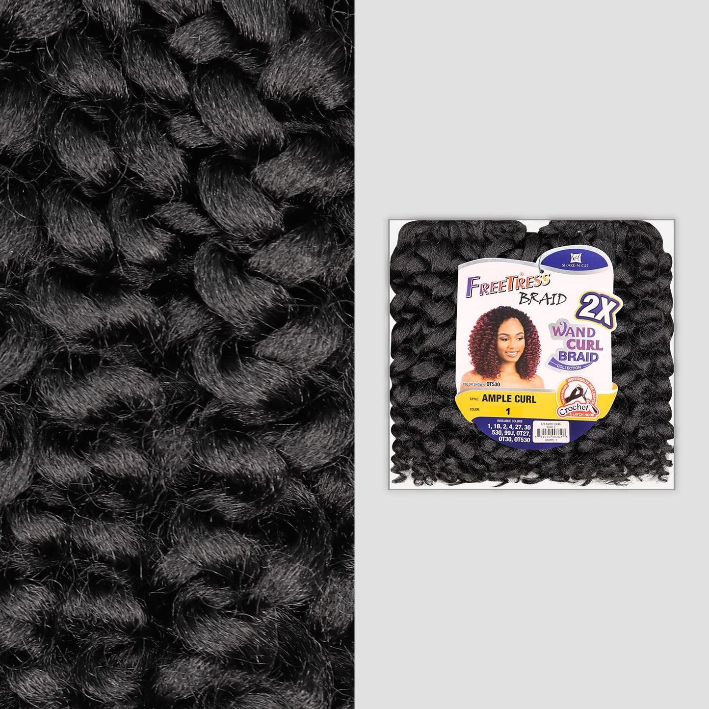 AMPLE CURL (1 Jet Black) - Freetress 2X Wand Curly Crochet Braid Collection