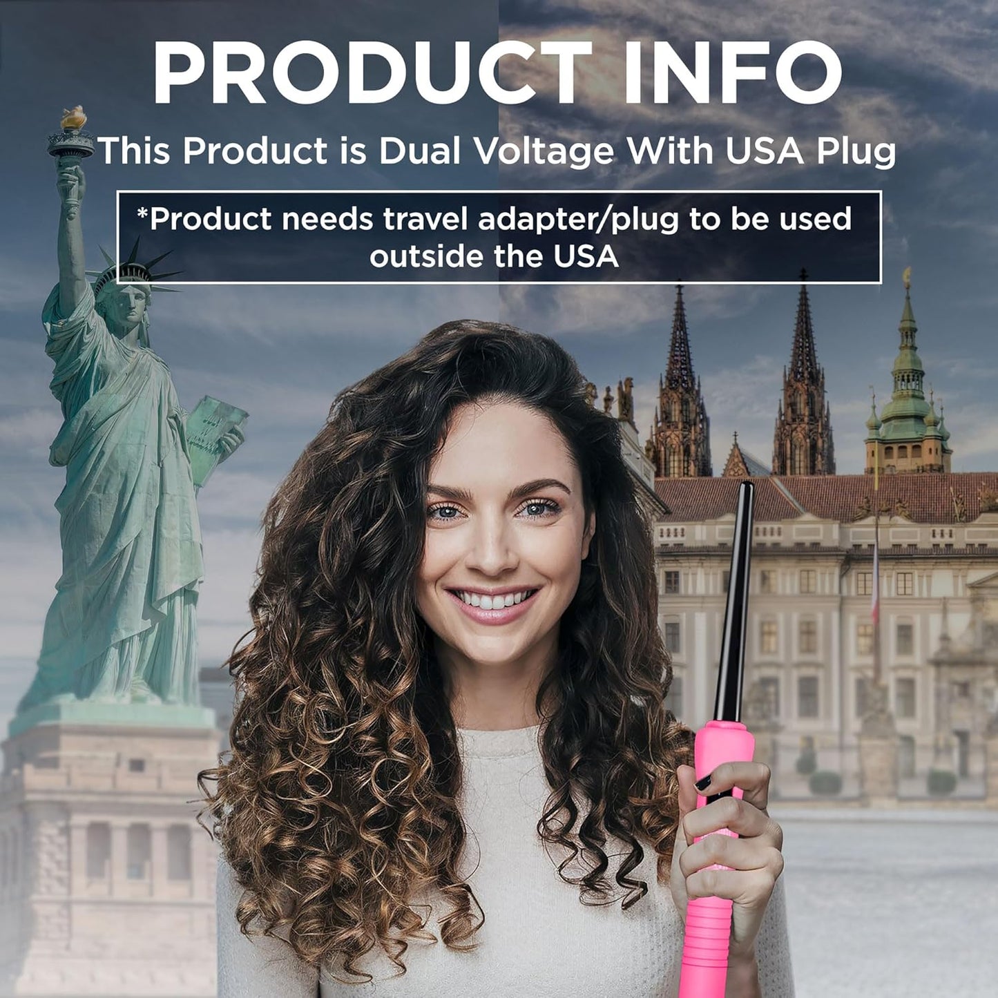 Herstyler Baby Curls Small Curling Wand - Mini Curling Iron - 1/2 to 3/4 Tapered - Small Barrel - Skinny - Pink