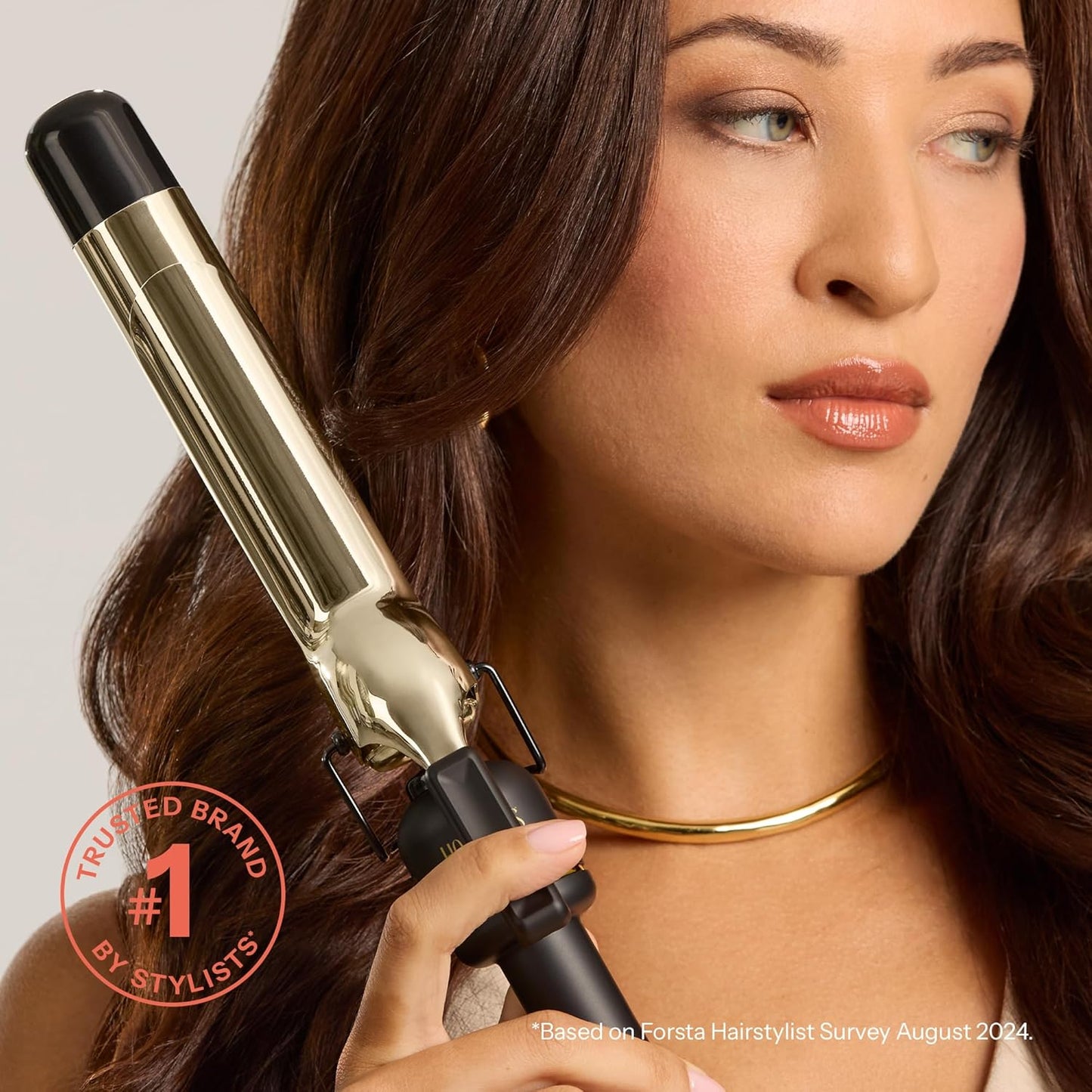 HOT TOOLS 24K Gold Extended Barrel Oval Tapered Curling Wand for Bouncy Curls | No Clamp for Quick and Easy Styling, Fan-Favorite 24K Gold Technology for Long-Lasting Results